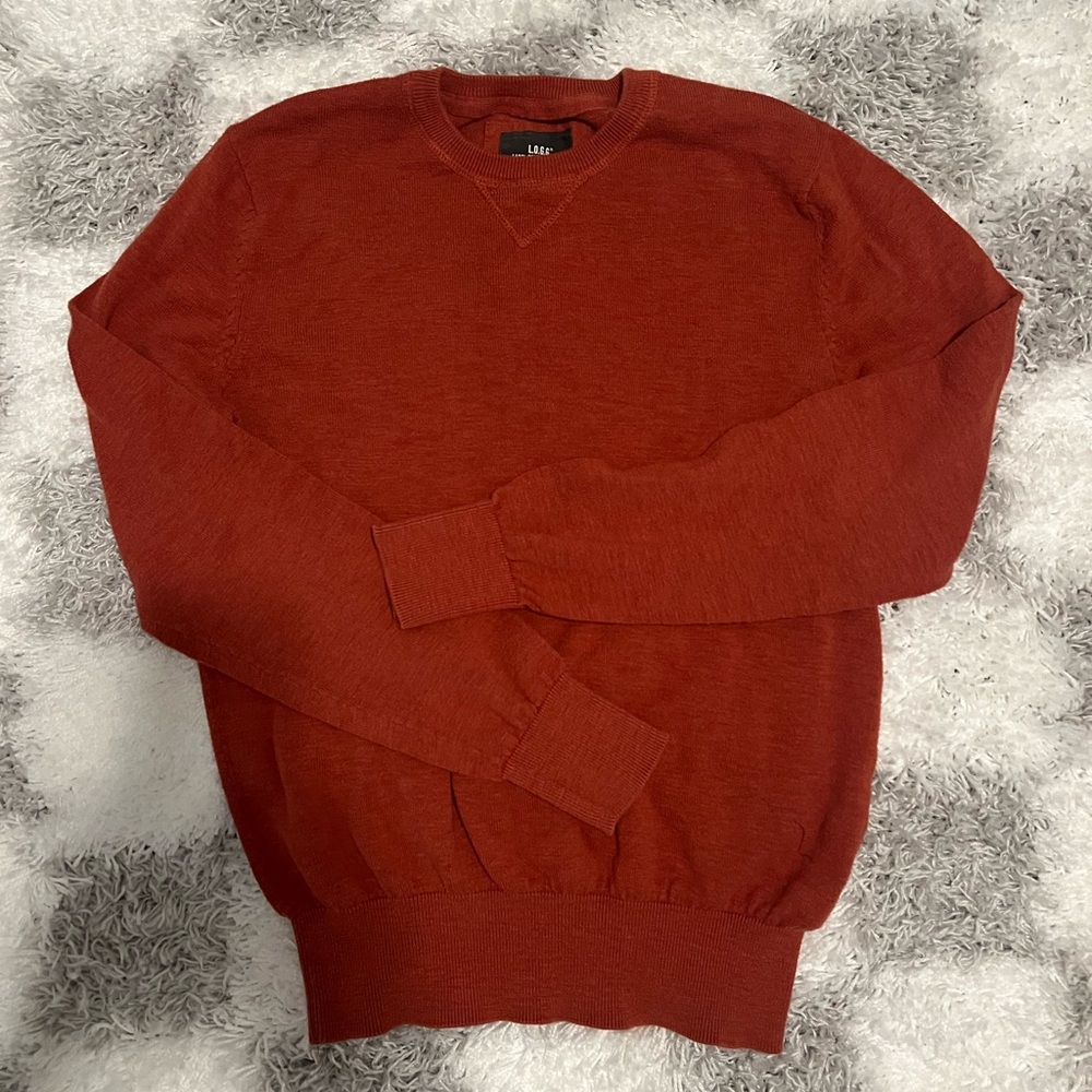 H&M L.O.G.G Men's Sweater Burnt Orange Basic Long Sleeved Lightweight Size M